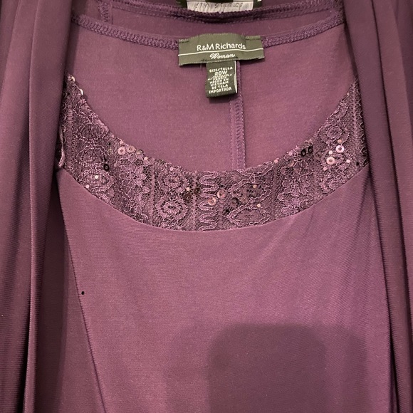 R&M Richards plum flare 2-piece evening dress - Picture 4 of 12